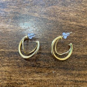 4/$15 gold tone double hoop earrings